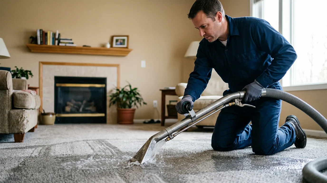 Water damage restoration technician working near Hematite, MO